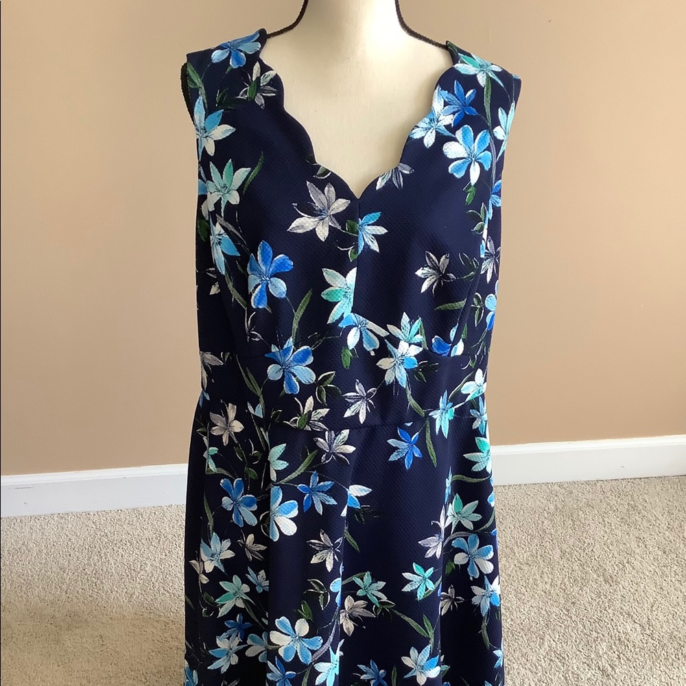 Floral navy fit and flare dress